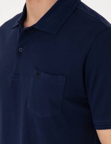 Lacivert Regular Fit %100 Pamuk Cepli Polo Yaka Basic Tişört