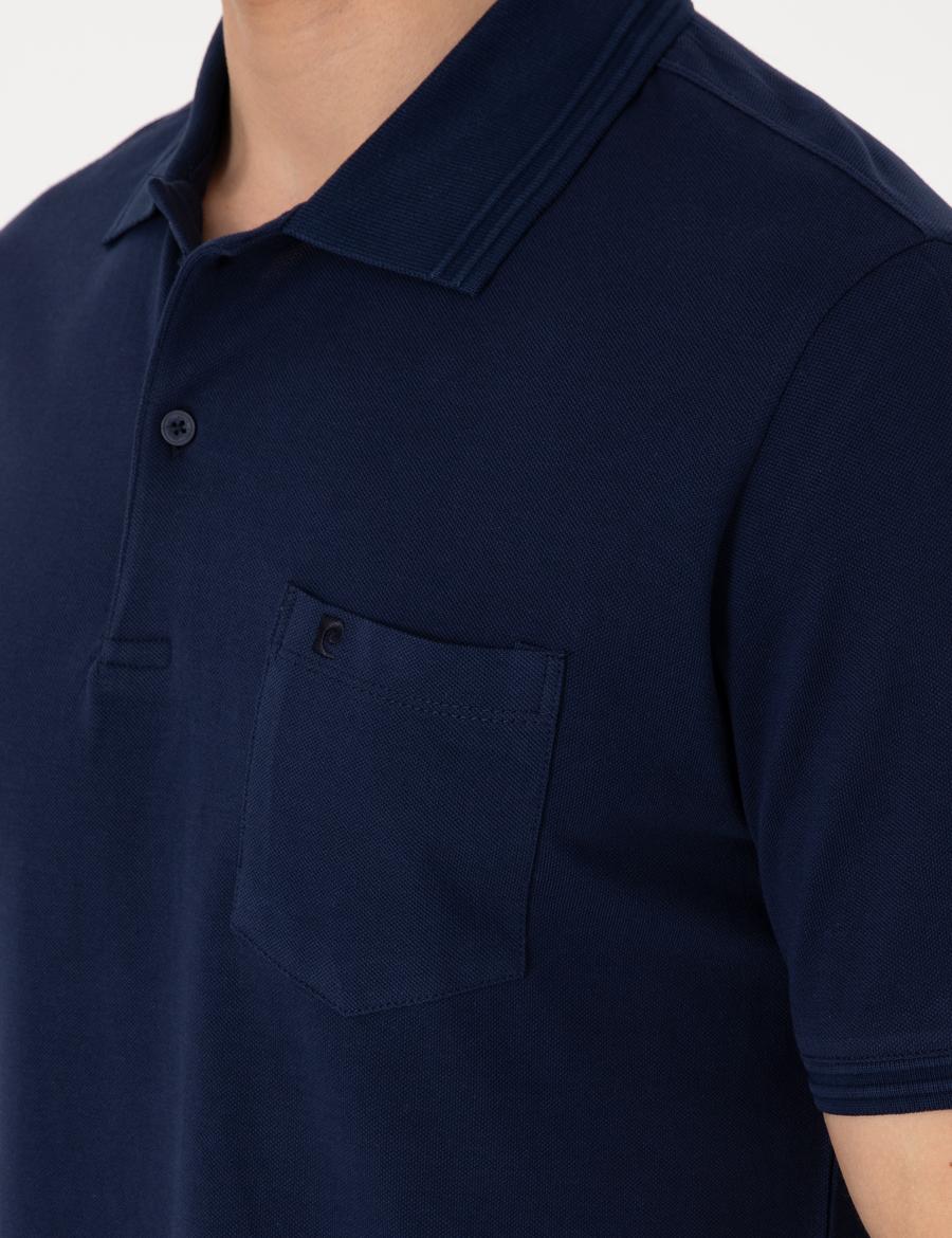 Lacivert Regular Fit %100 Pamuk Polo Yaka Basic Tişört
