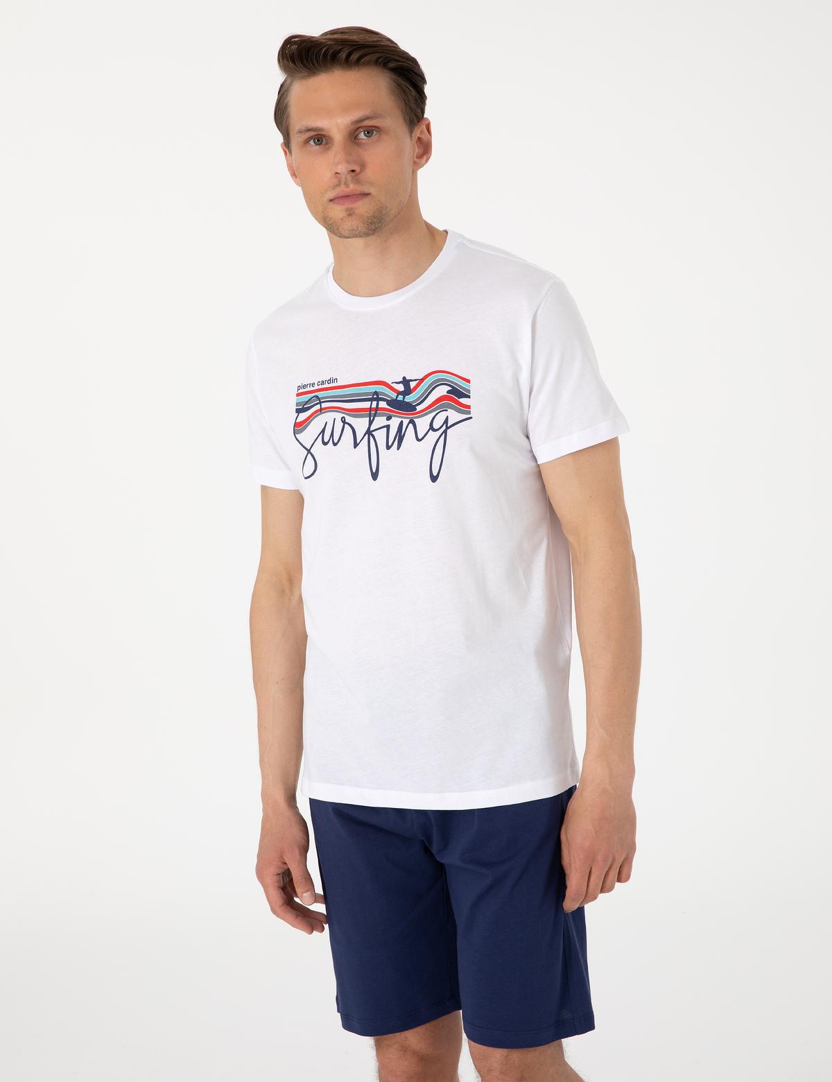 Beyaz Kısakol Şortlu Pijama Takımı - 50314387009