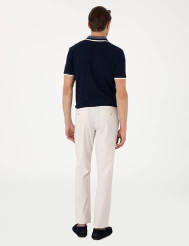 Bej Slim Fit Keten Karışımlı Pantolon