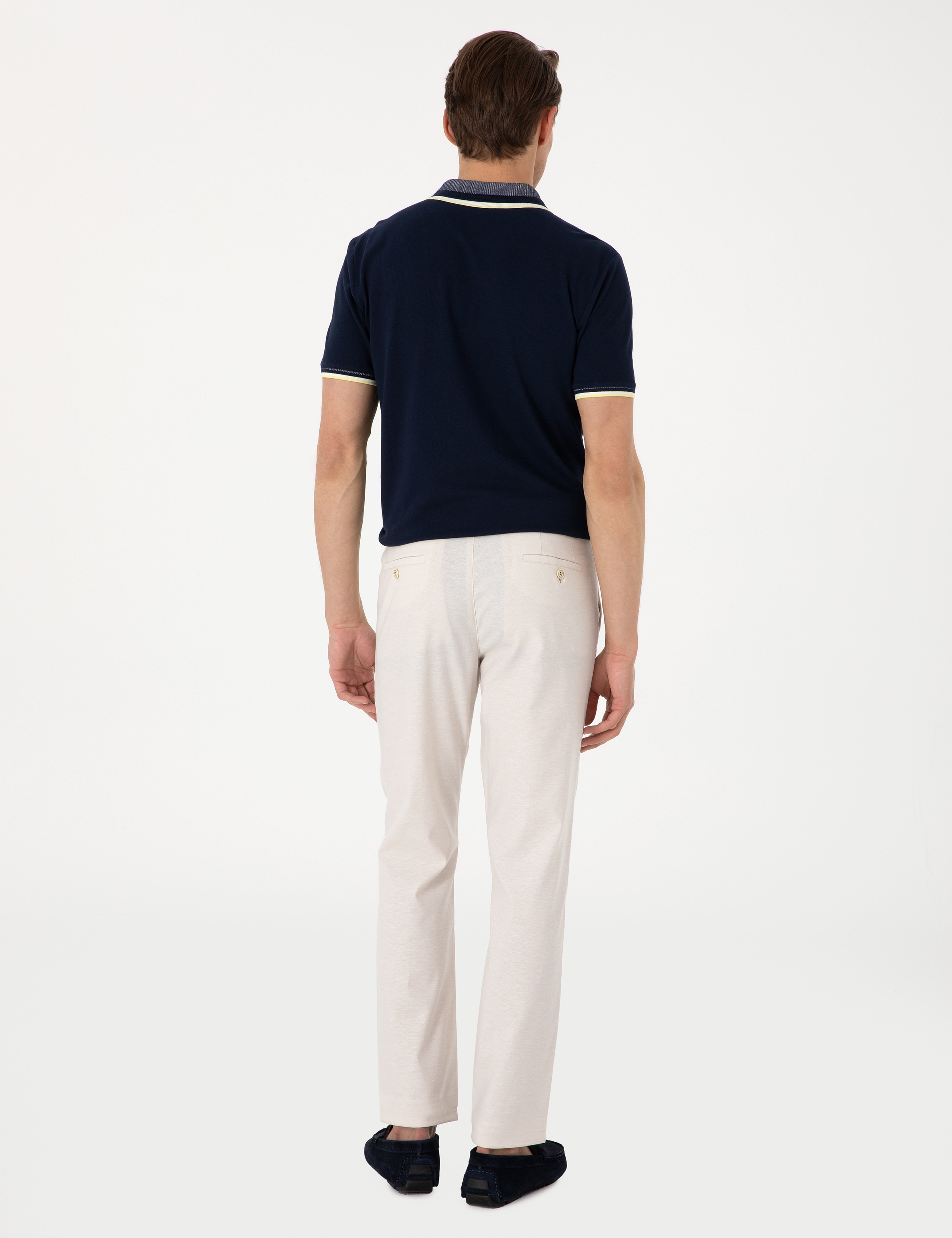 Bej Slim Fit Keten Karışımlı Pantolon