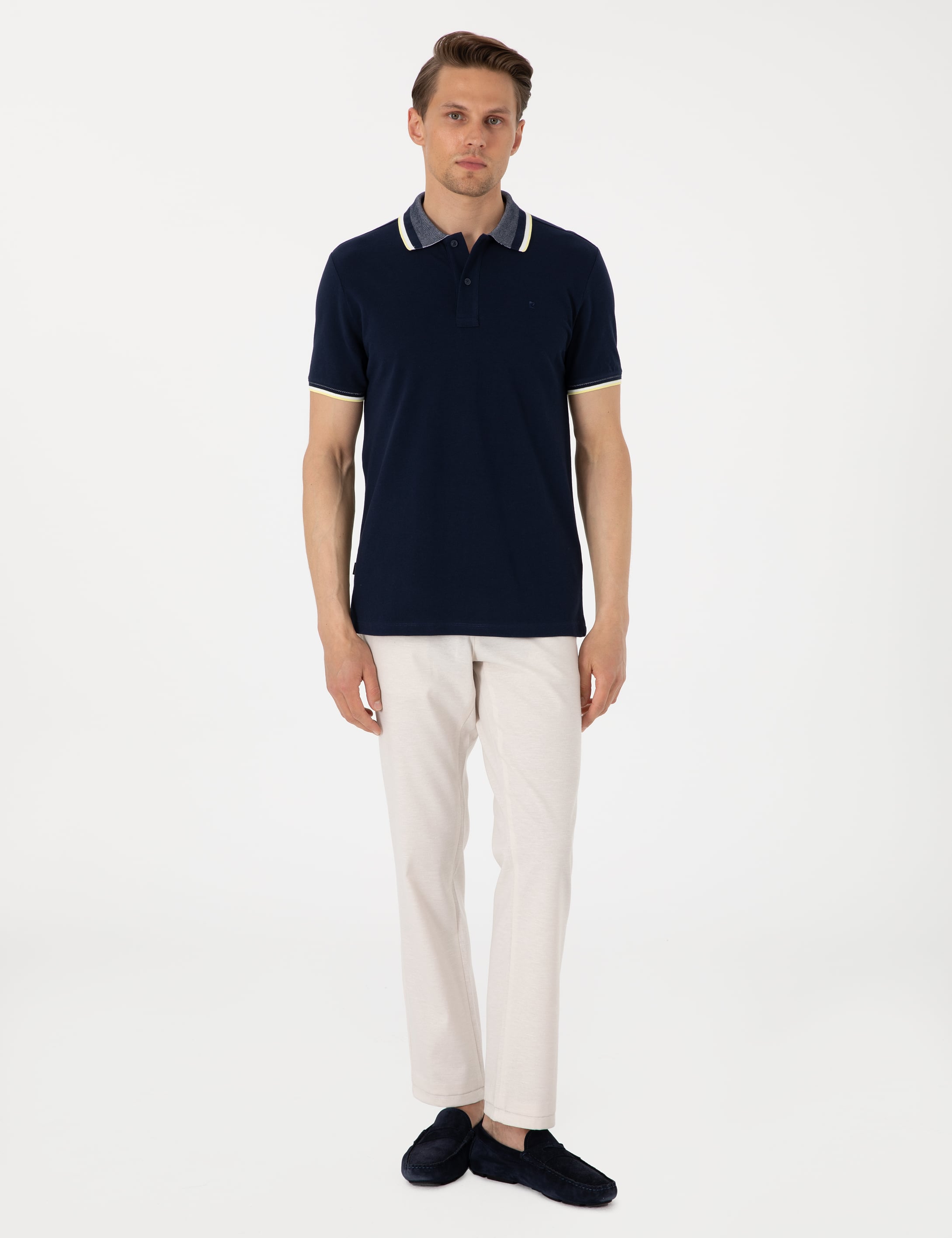 Bej Slim Fit Keten Karışımlı Pantolon