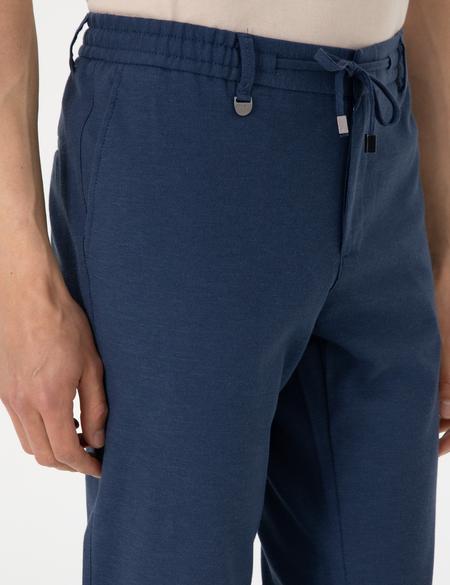 Lacivert Slim Fit Keten Karışımlı Pantolon - 50305054153