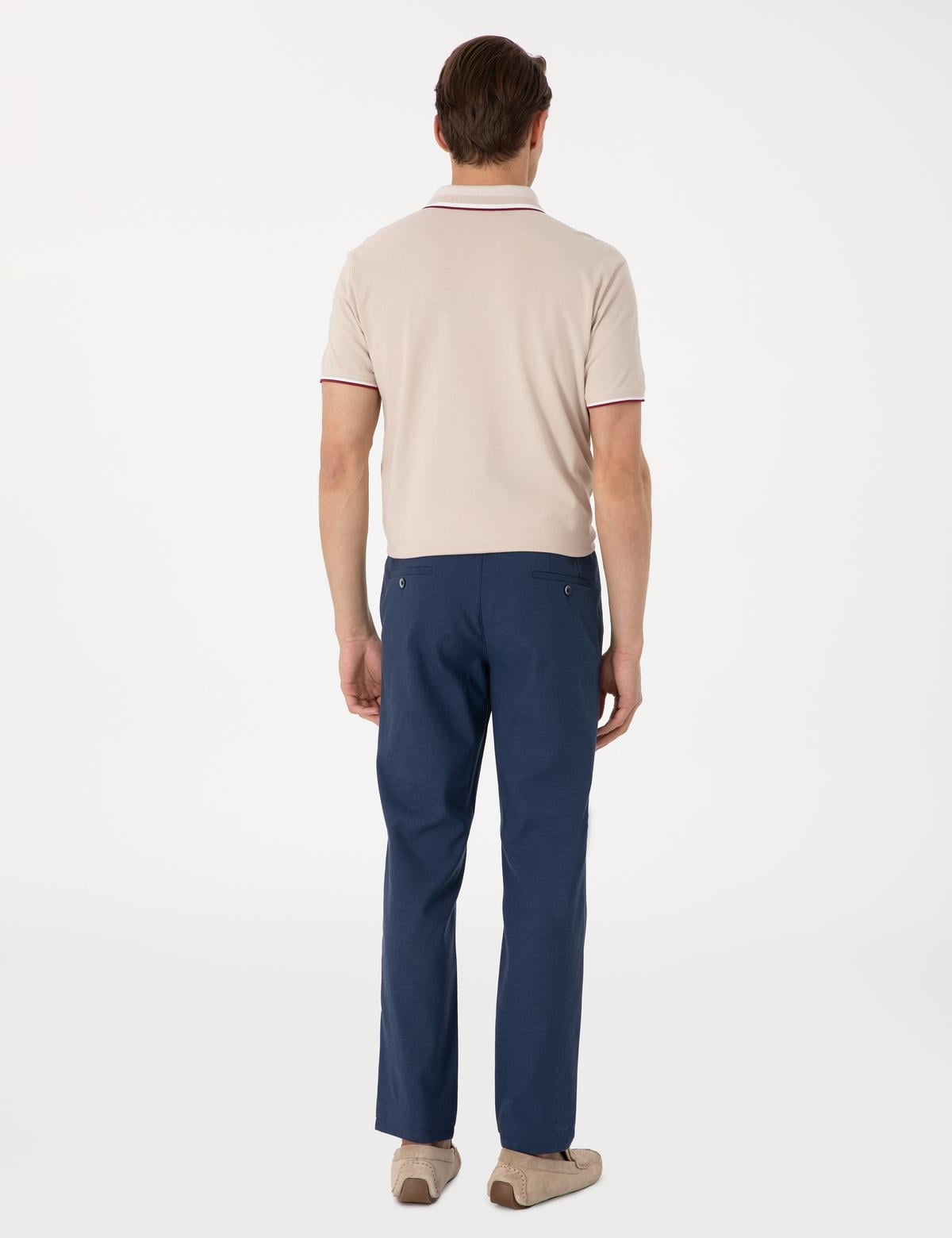 Lacivert Slim Fit Keten Karışımlı Pantolon - 50305054153