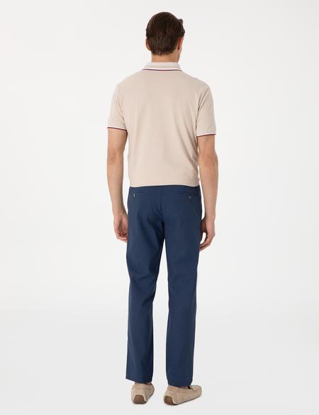 Lacivert Slim Fit Keten Karışımlı Pantolon - 50305054153