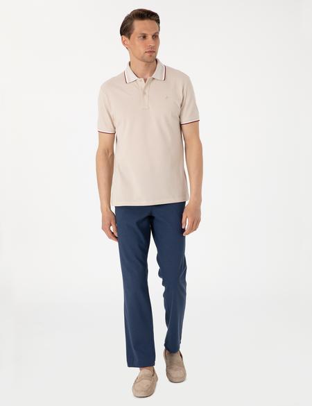 Lacivert Slim Fit Keten Karışımlı Pantolon - 50305054153