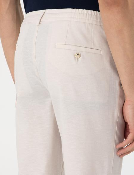 Bej Slim Fit Keten Karışımlı Pantolon - 50305054126