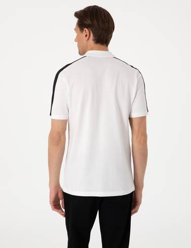 Siyah Kol Detaylı Slim Fit %100 Pamuk Apaş Yaka Tişört
