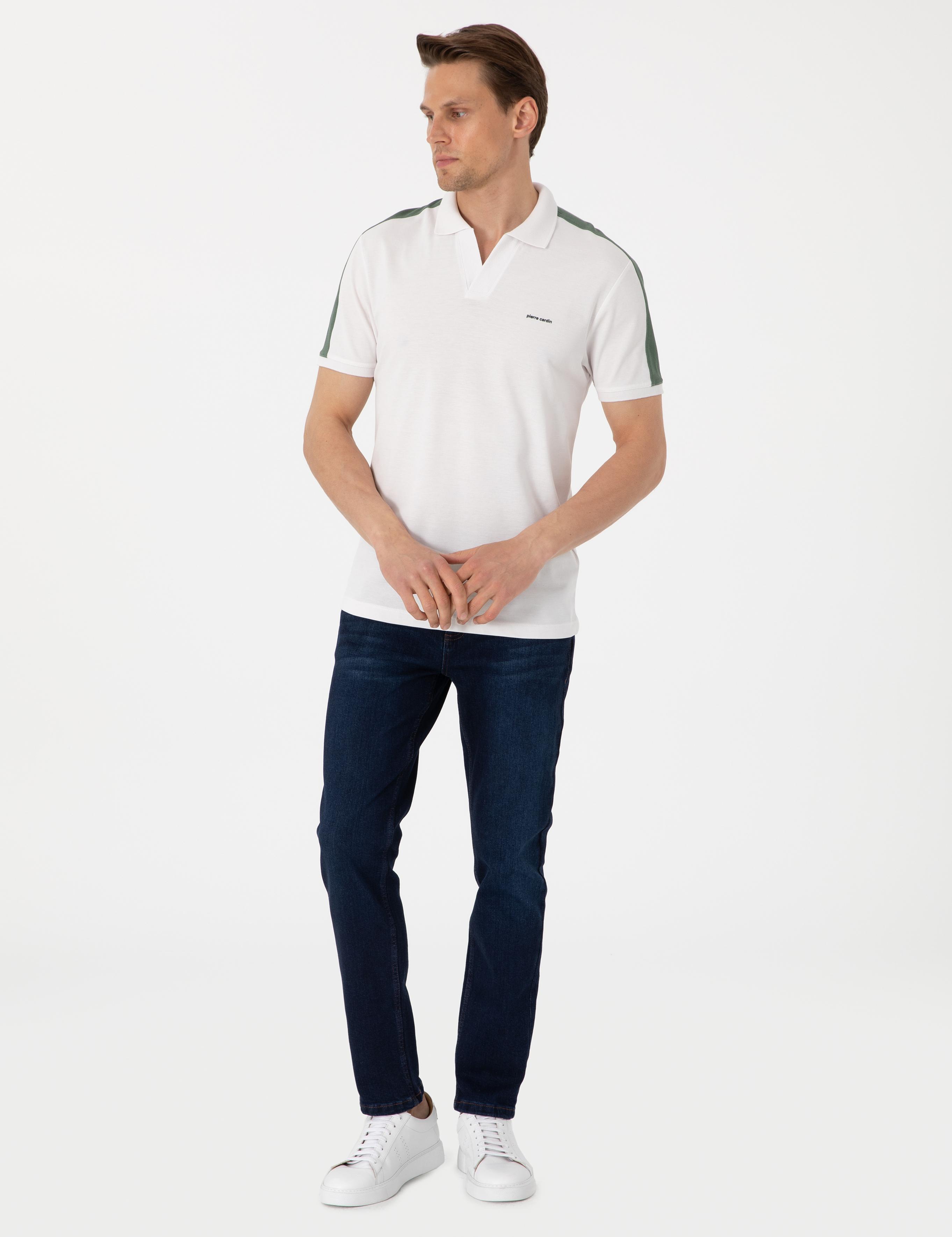 Haki Kol Detaylı Slim Fit Polo Yaka Tişört