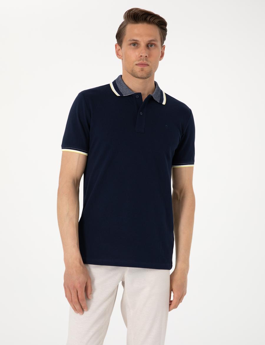 Lacivert Slim Fit Polo Yaka Tişört