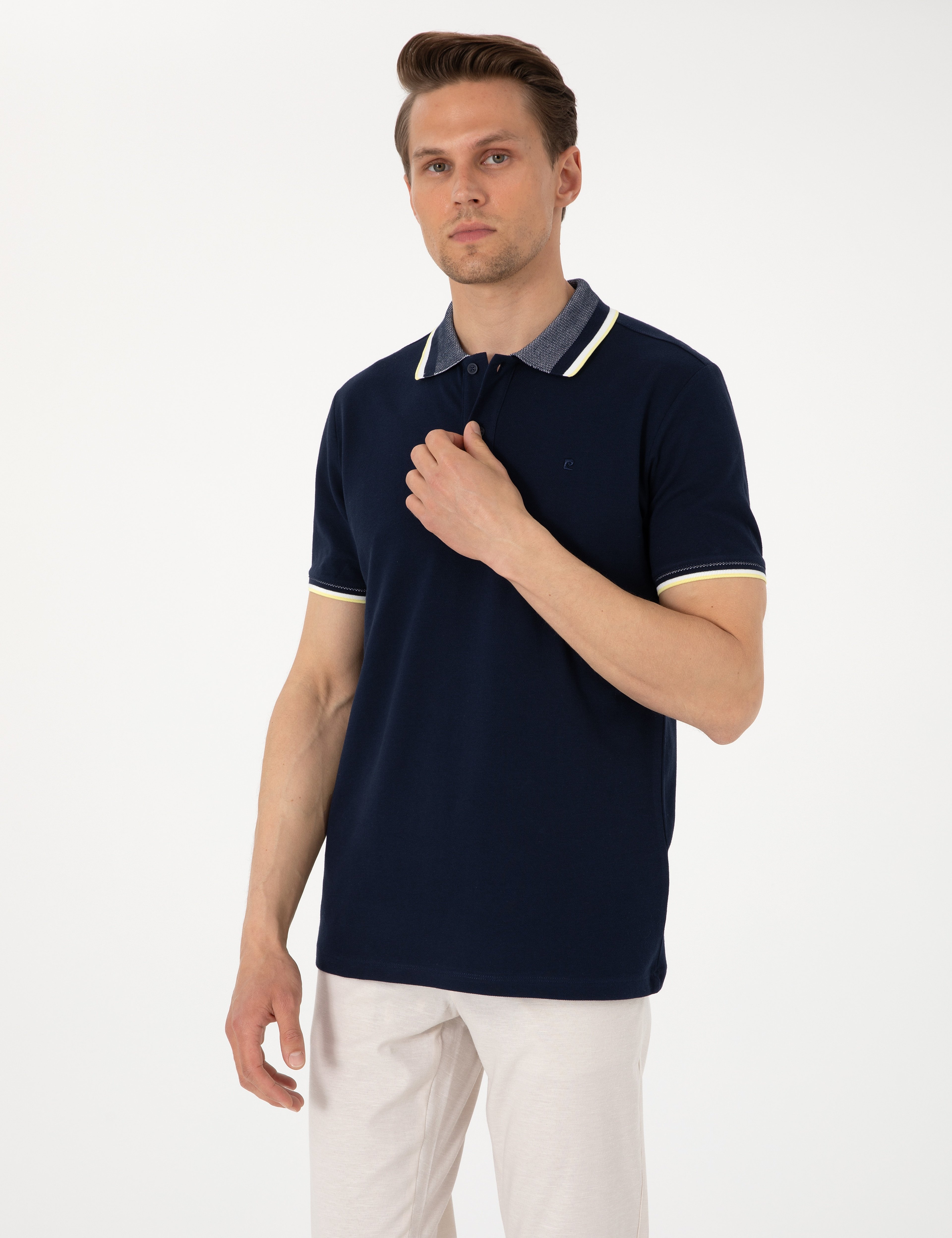Lacivert Slim Fit Polo Yaka Tişört - Image 3
