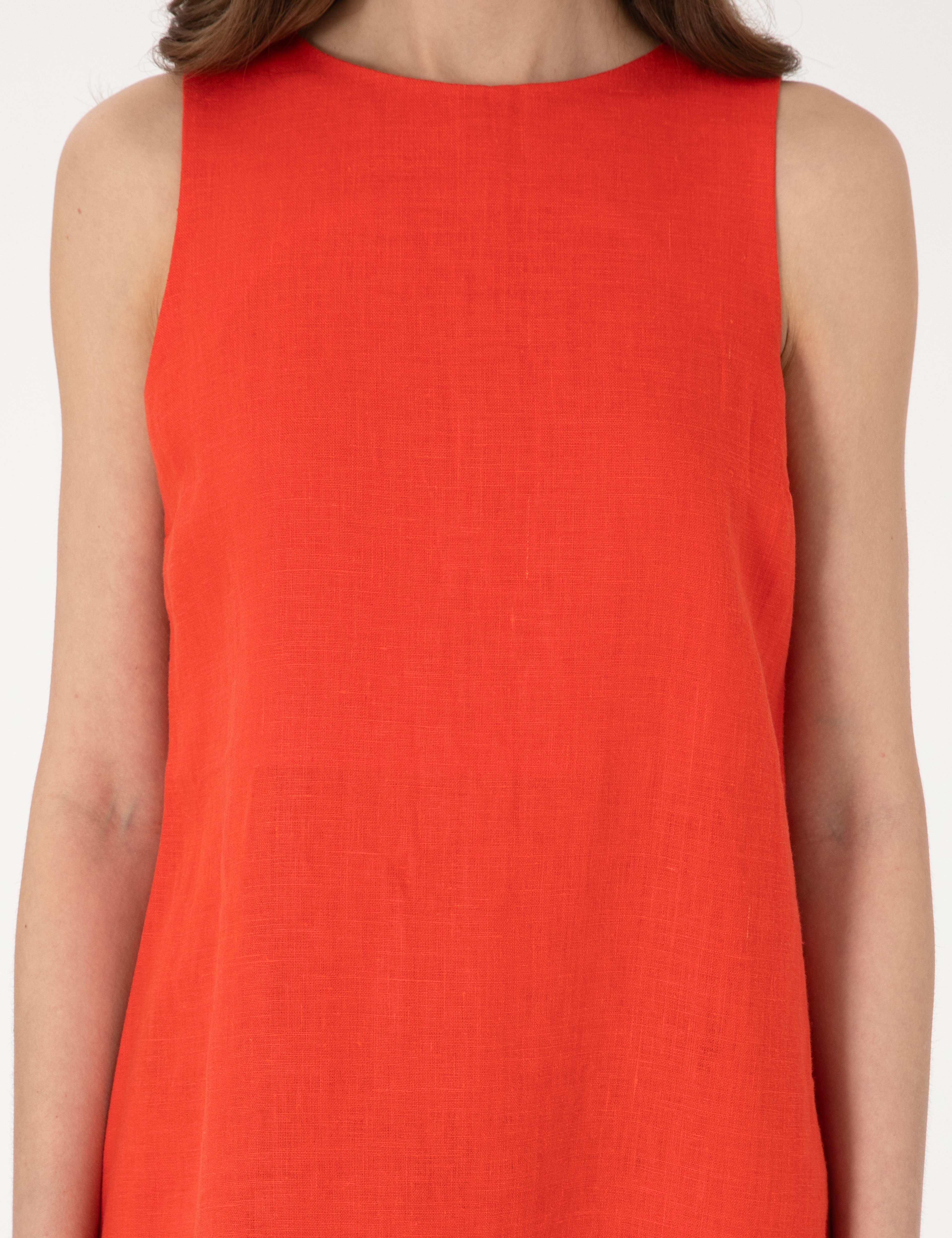 Kırmızı Regular Fit Dokuma Elbise - Image 5