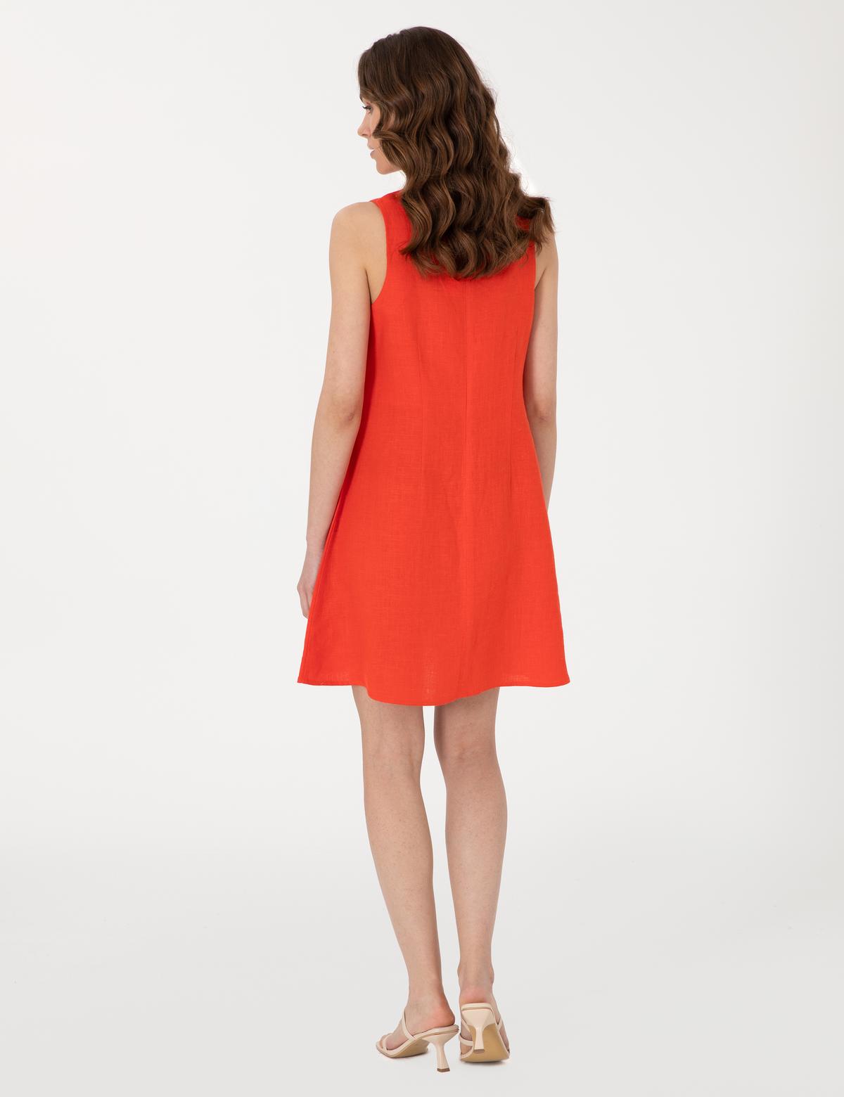 Kırmızı Regular Fit Dokuma Elbise - 50309406002