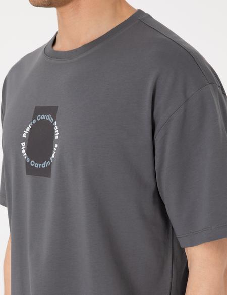 Antrasit Comfort Fit Bisiklet Yaka Tişört - 50310155034