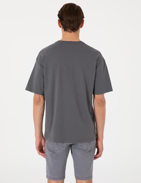 Antrasit Comfort Fit Bisiklet Yaka Tişört - 50310155034