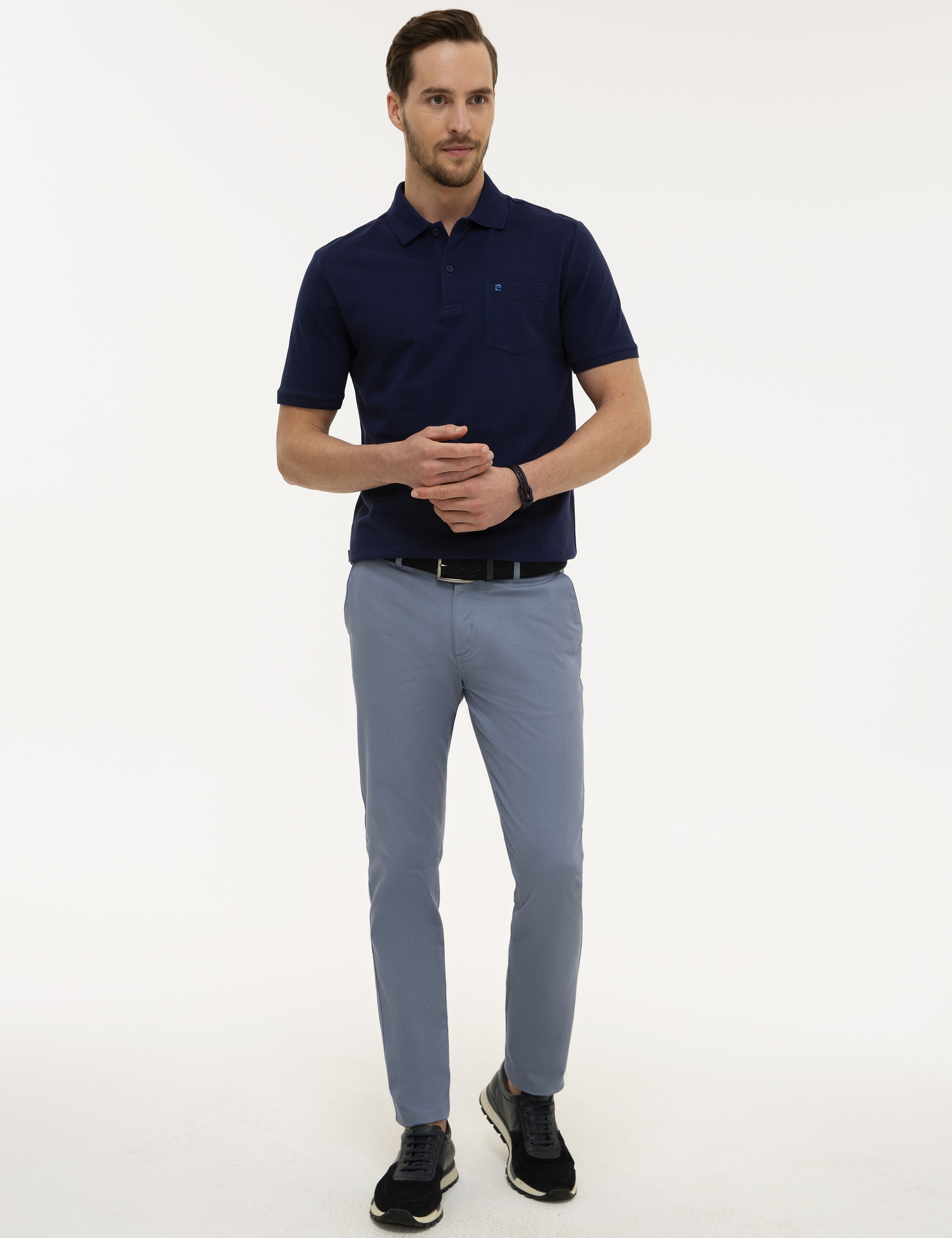 Koyu Mavi Slim Fit Chino Pantolon - Image 1