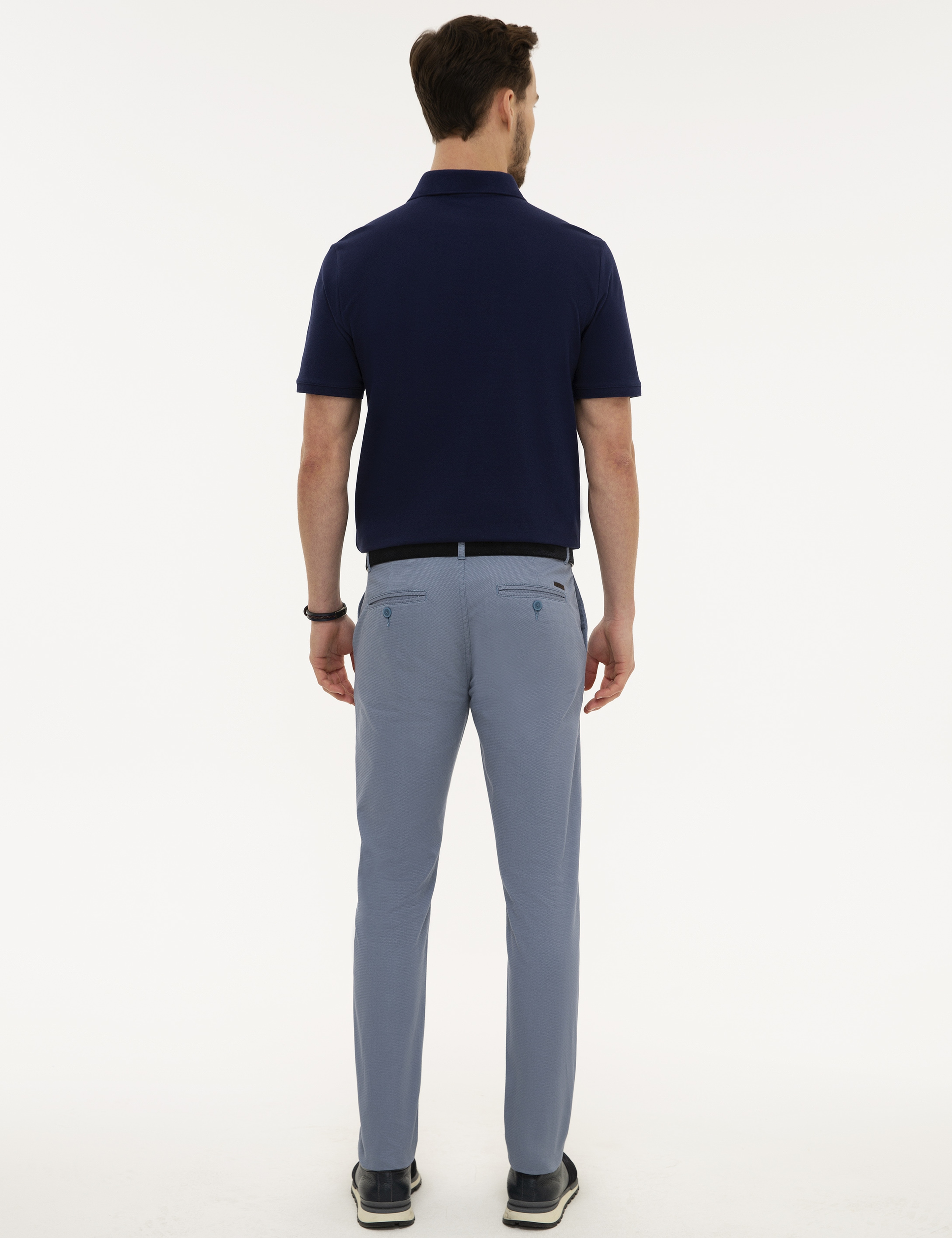 Koyu Mavi Slim Fit Chino Pantolon - Image 3