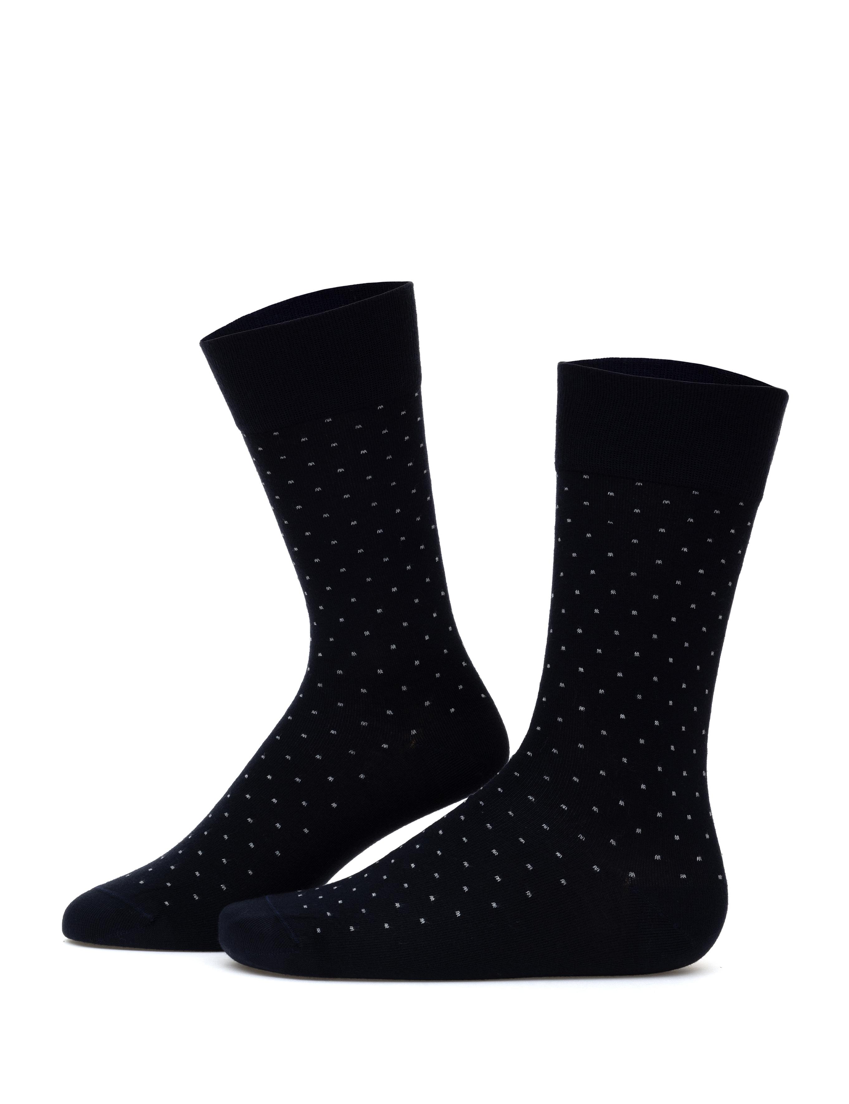 Erkek Bambu Karışımlı Lacivert Soket Desenli Çorap