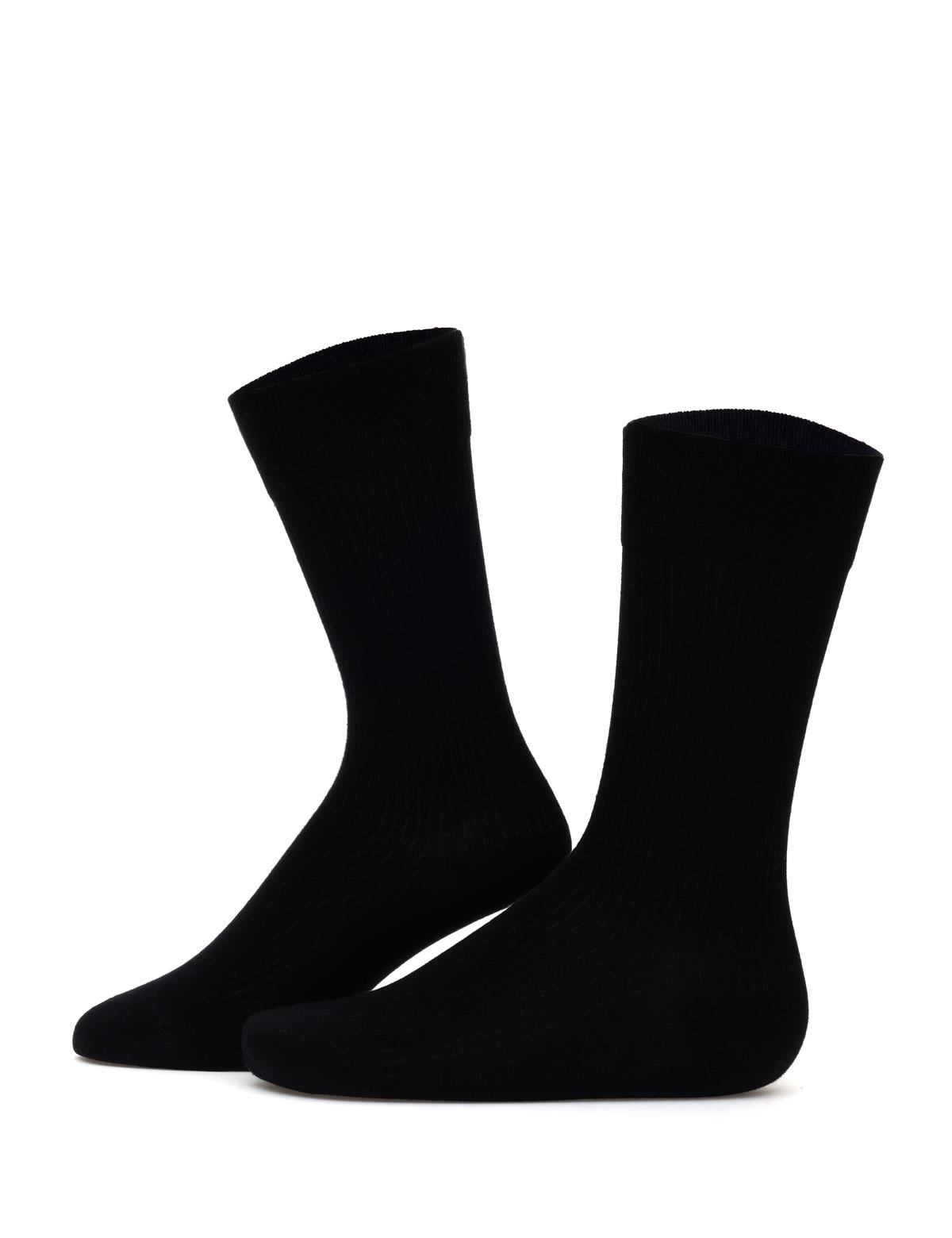 Erkek Bambu Karışımlı Siyah Soket Desenli Çorap