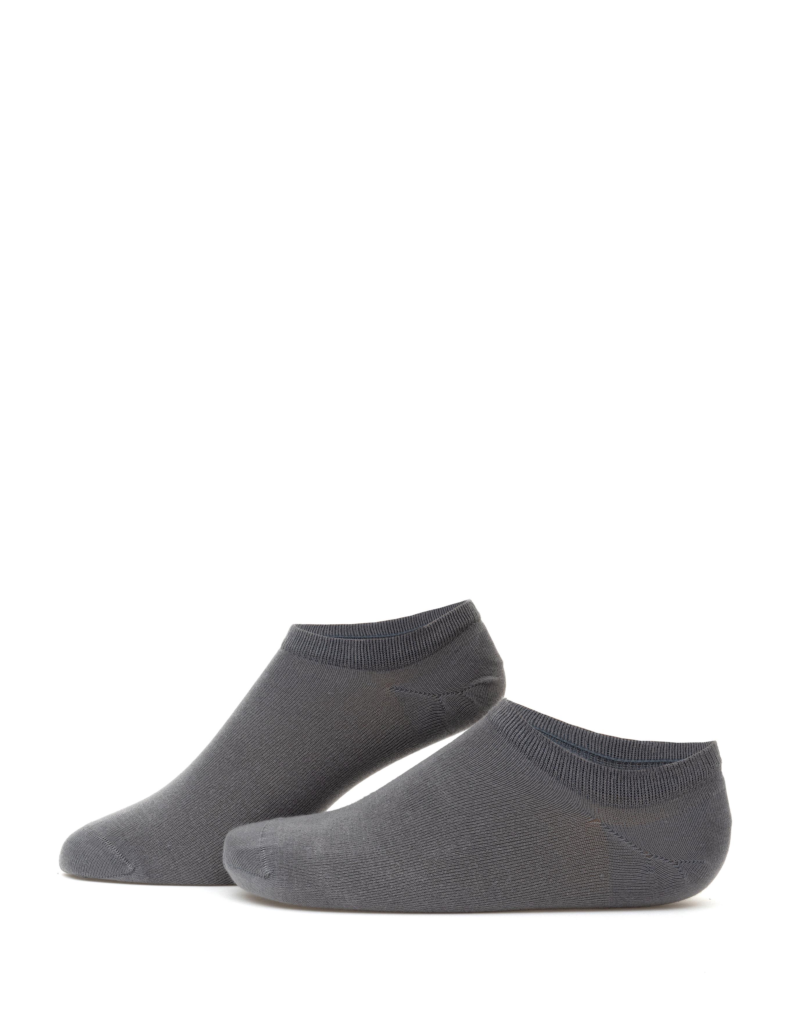 Erkek Bambu Karışımlı Gri Patik Basic Çorap