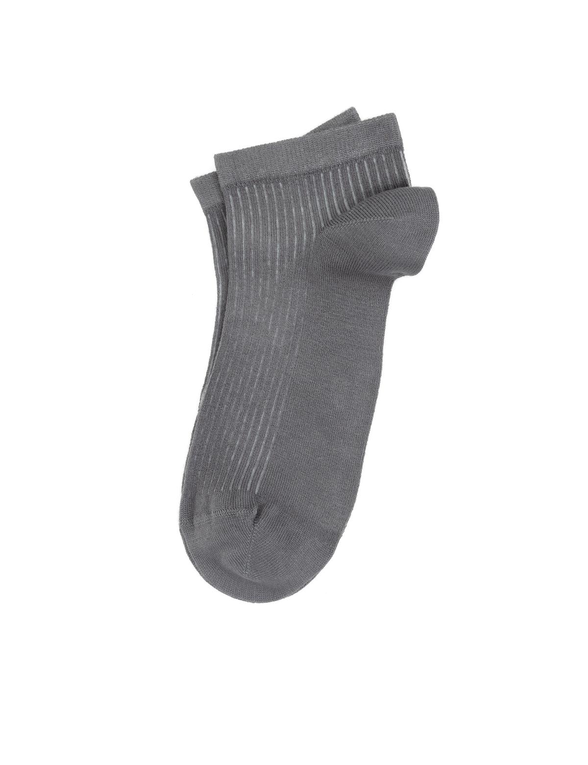 Erkek Bambu Karışımlı Gri Patik Desenli Çorap - 50308432009