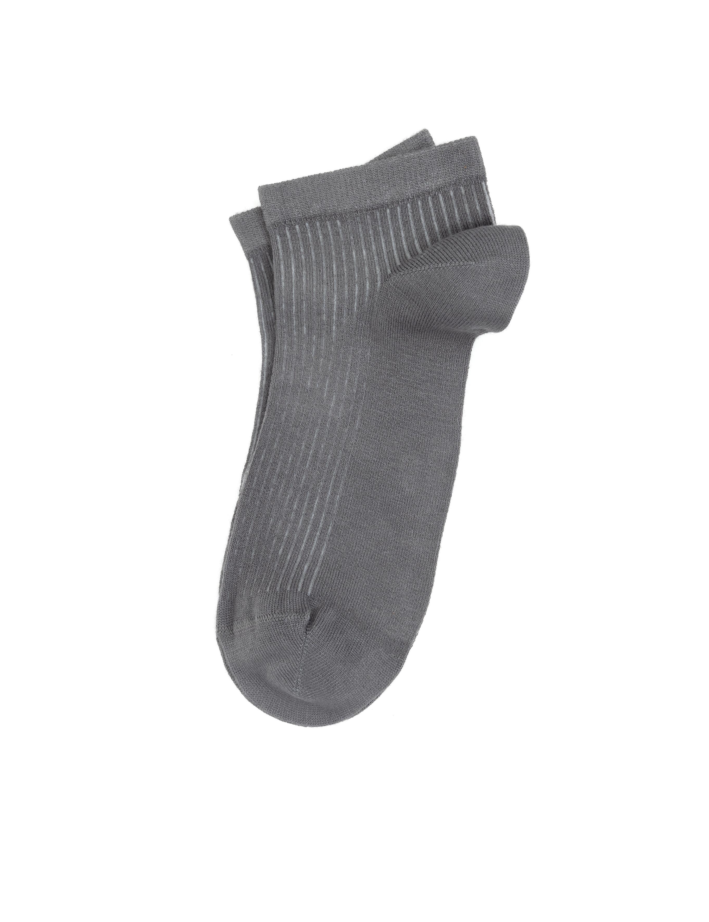 Erkek Bambu Karışımlı Gri Patik Desenli Çorap