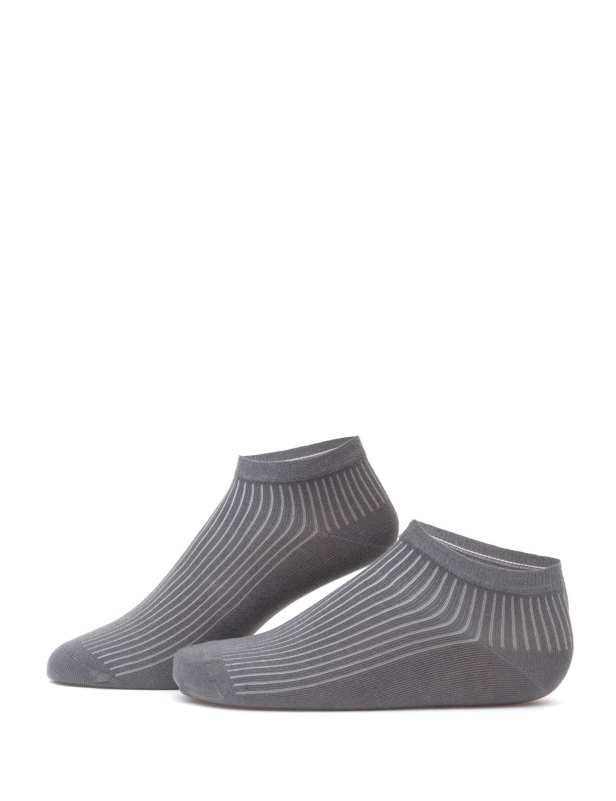 Erkek Bambu Karışımlı Gri Patik Desenli Çorap