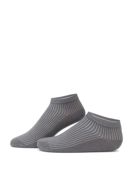 Erkek Bambu Karışımlı Gri Patik Desenli Çorap - 50308432009