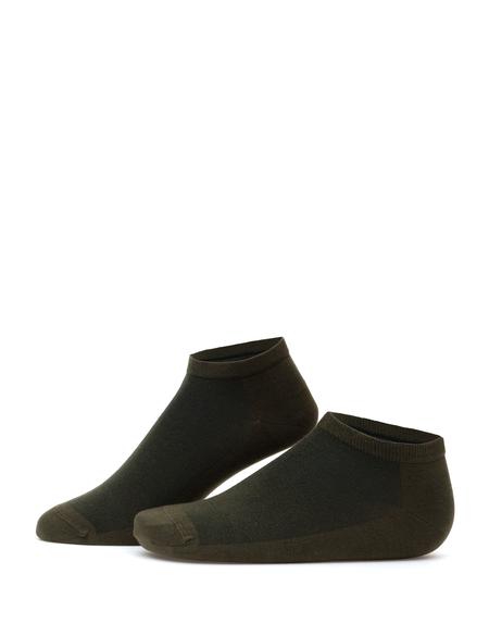 Erkek Bambu Karışımlı Haki Patik Basic Çorap - 50308413014