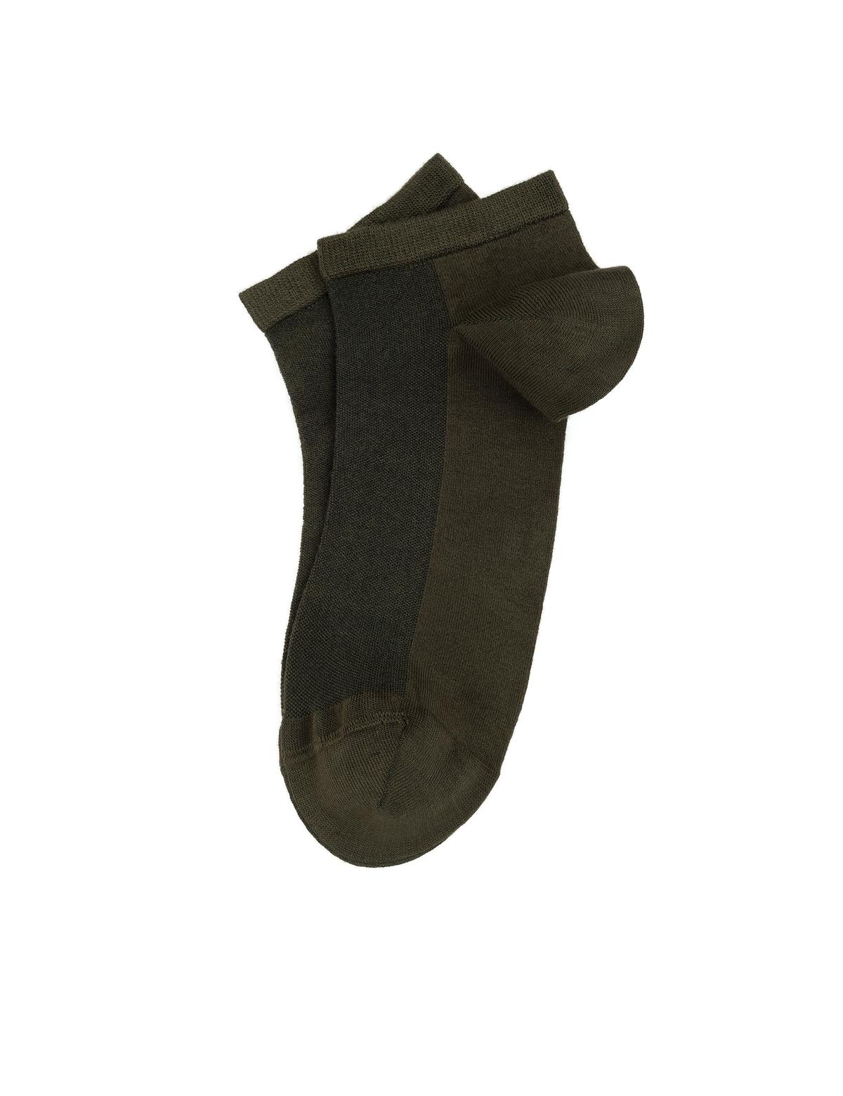 Erkek Bambu Karışımlı Haki Patik Basic Çorap - 50308413014