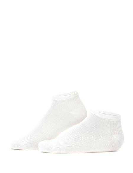 Erkek Bambu Karışımlı Beyaz Patik Desenli Çorap - 50308432019