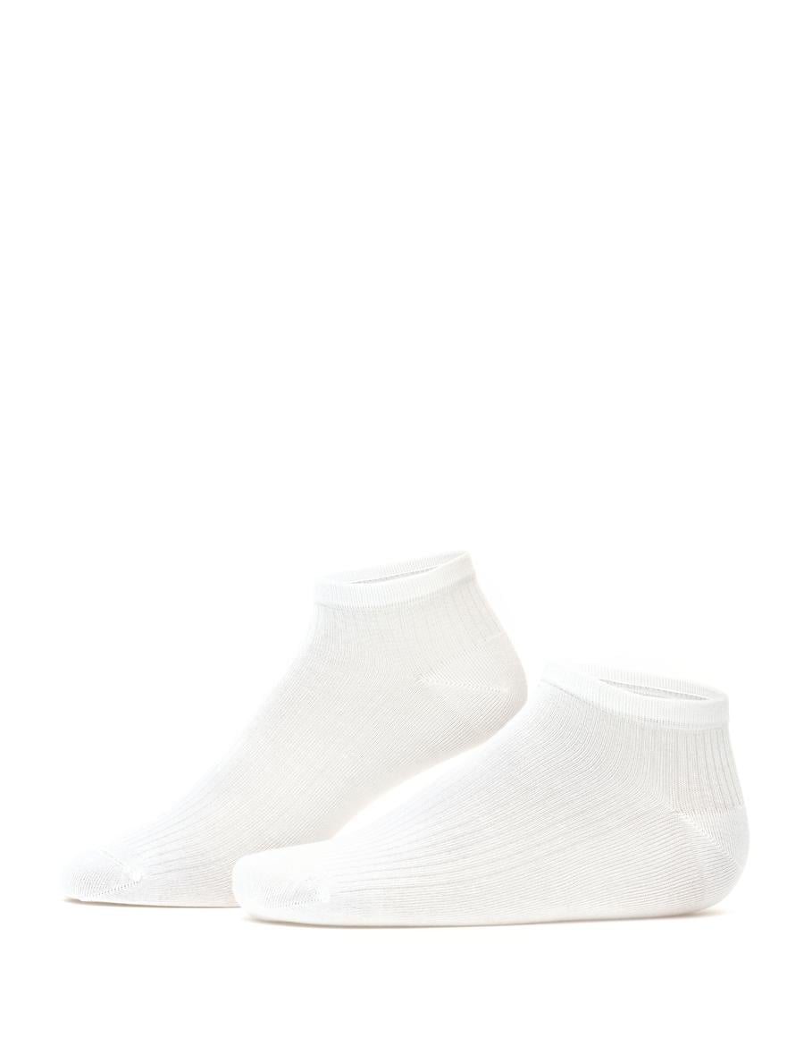 Erkek Bambu Karışımlı Beyaz Patik Desenli Çorap