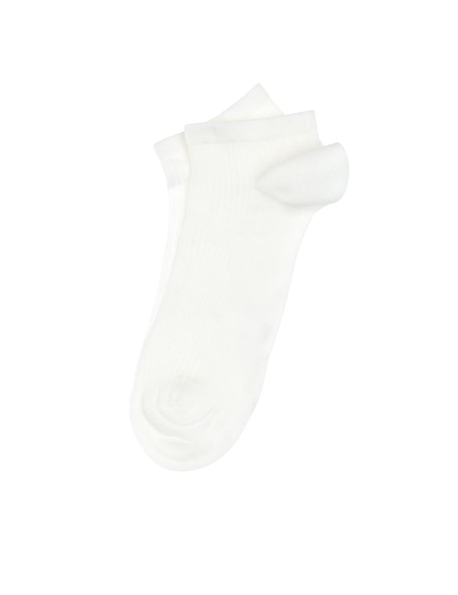 Erkek Bambu Karışımlı Beyaz Patik Desenli Çorap