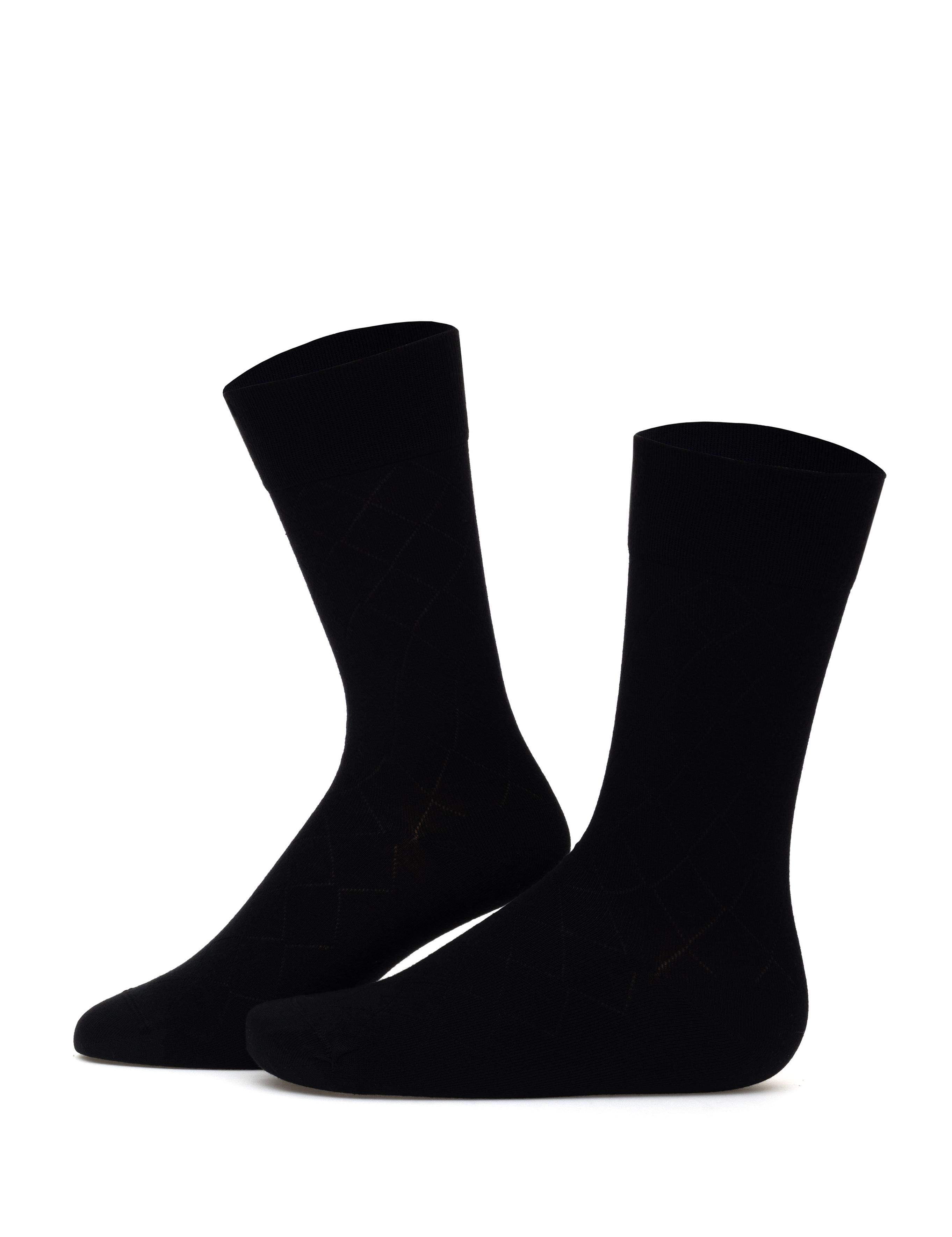 Erkek Bambu Karışımlı Siyah Soket Desenli Çorap