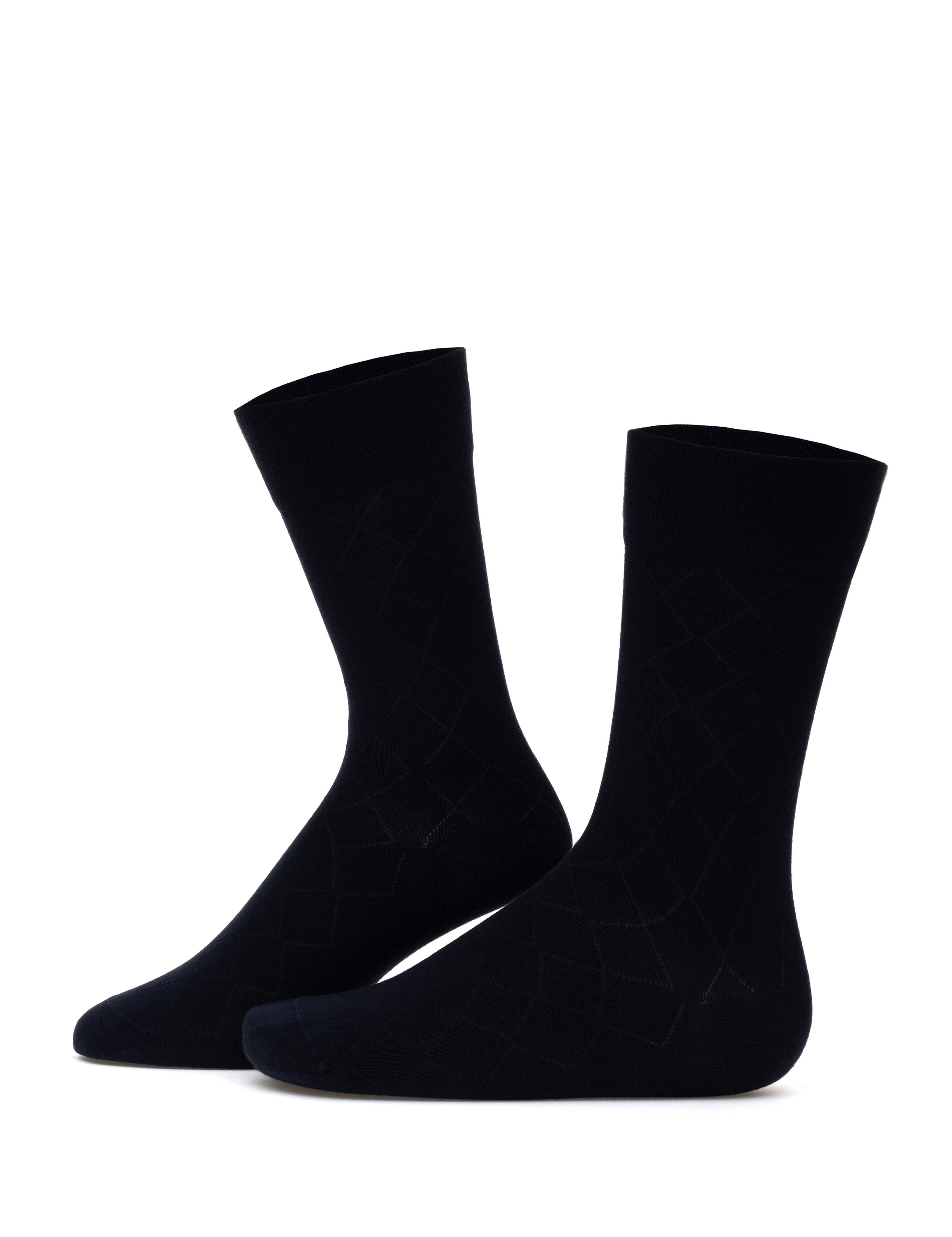 Erkek Bambu Karışımlı Lacivert Soket Desenli Çorap