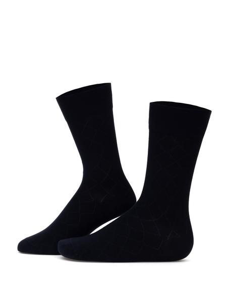 Erkek Bambu Karışımlı Lacivert Soket Desenli Çorap - 50308435007