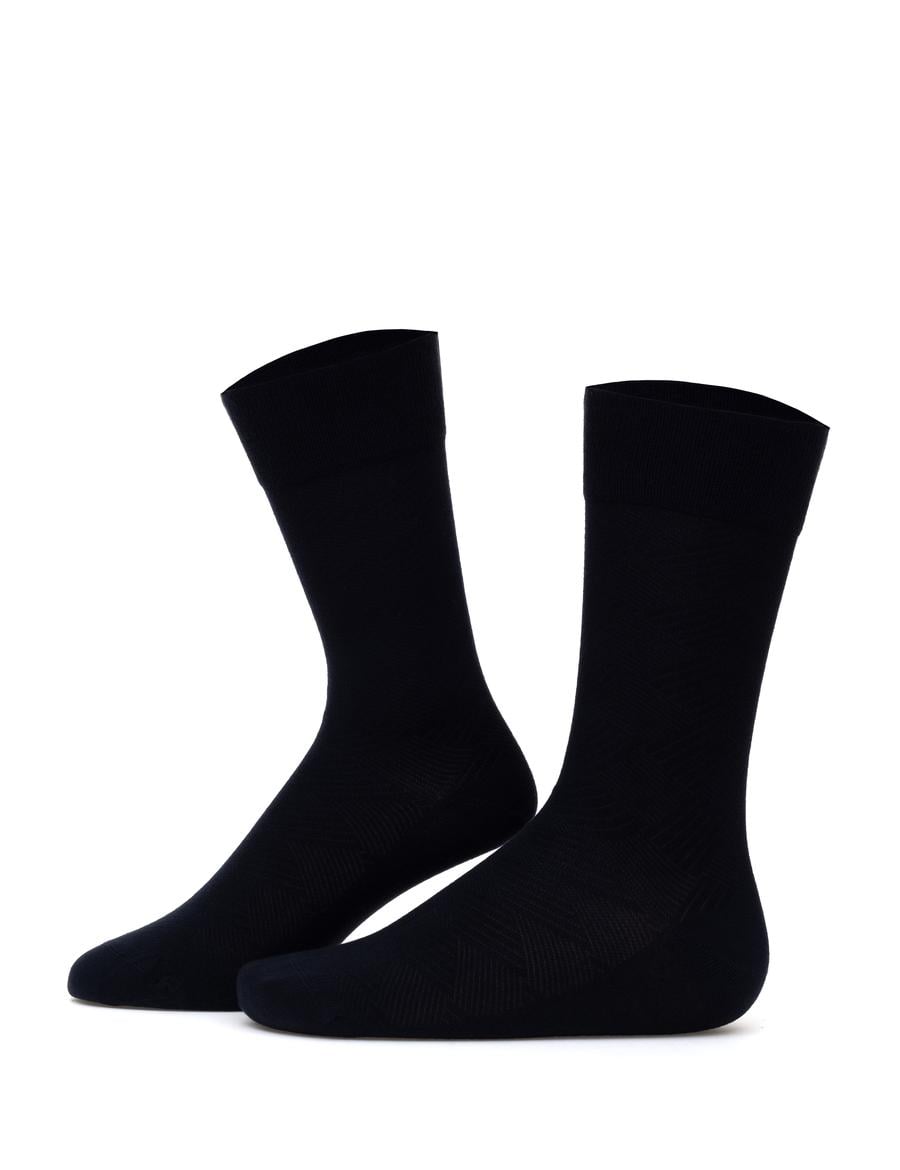 Erkek Bambu Karışımlı Lacivert Soket Desenli Çorap