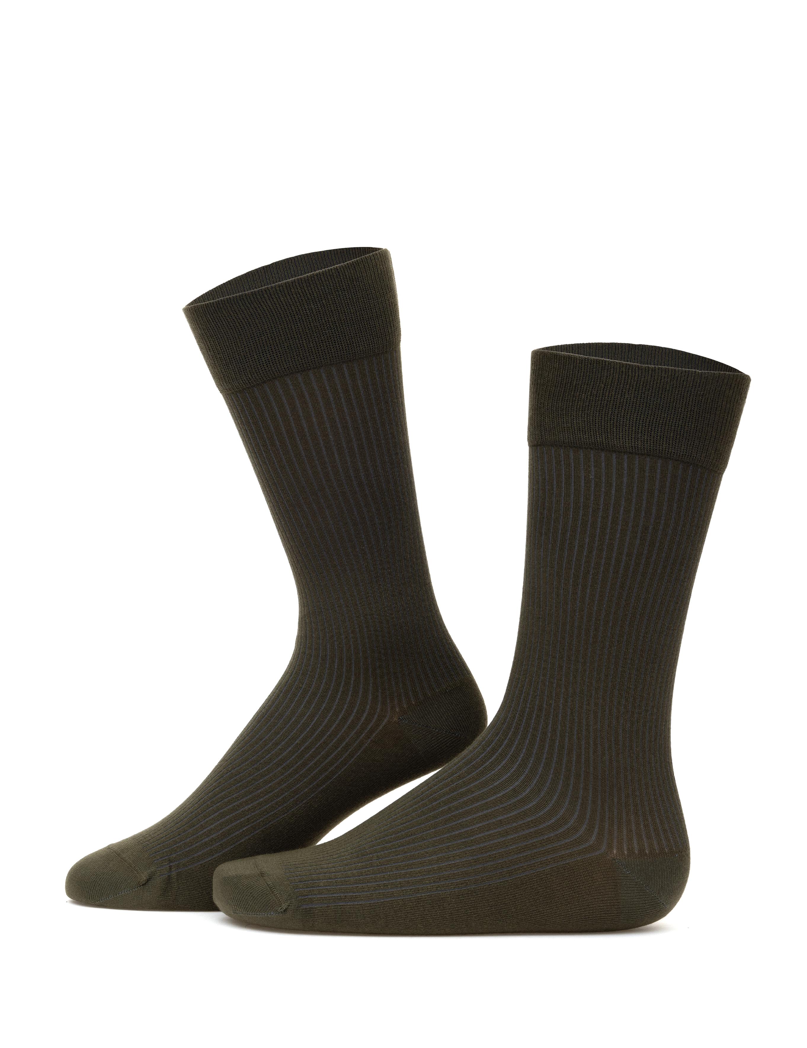 Erkek Bambu Karışımlı Haki Soket Desenli Çorap