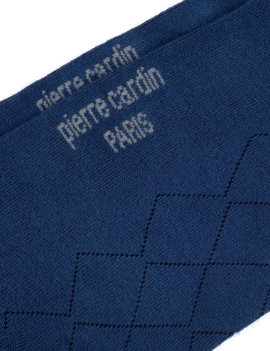 Erkek Bambu Karışımlı Mavi Soket Desenli Çorap