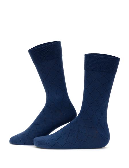 Erkek Bambu Karışımlı Mavi Soket Desenli Çorap - 50308435011