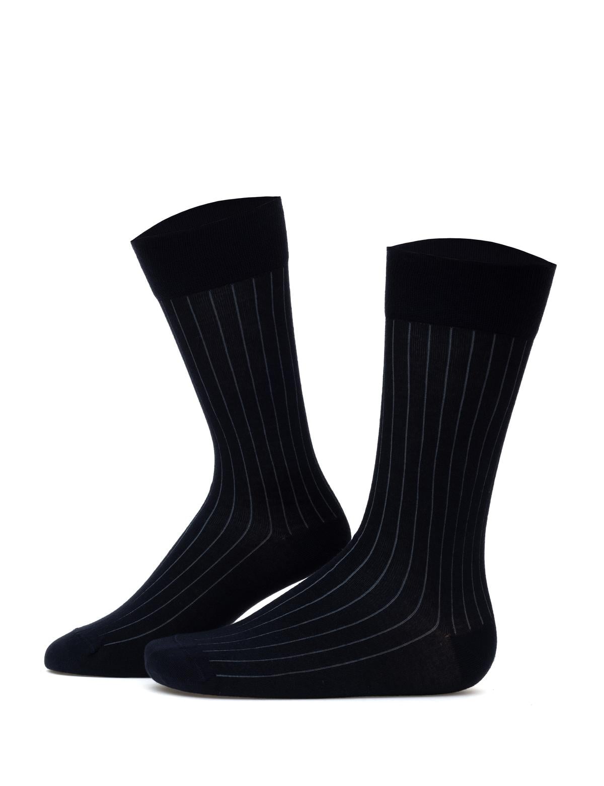 Erkek Bambu Karışımlı Lacivert Soket Desenli Çorap