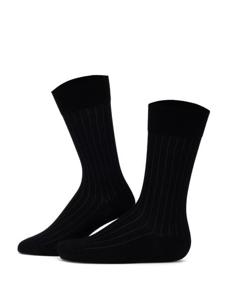 Erkek Bambu Karışımlı Siyah Soket Desenli Çorap - 50308447006