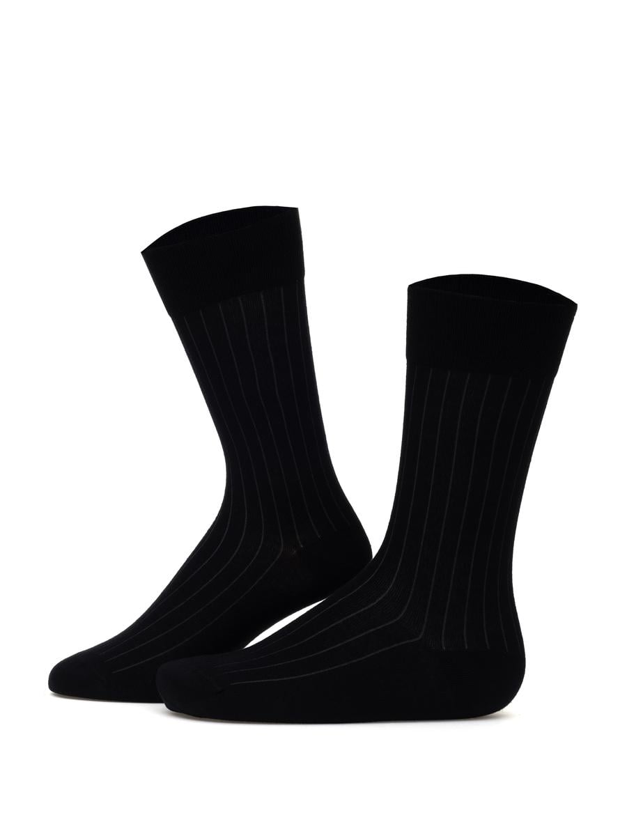 Erkek Bambu Karışımlı Siyah Soket Desenli Çorap