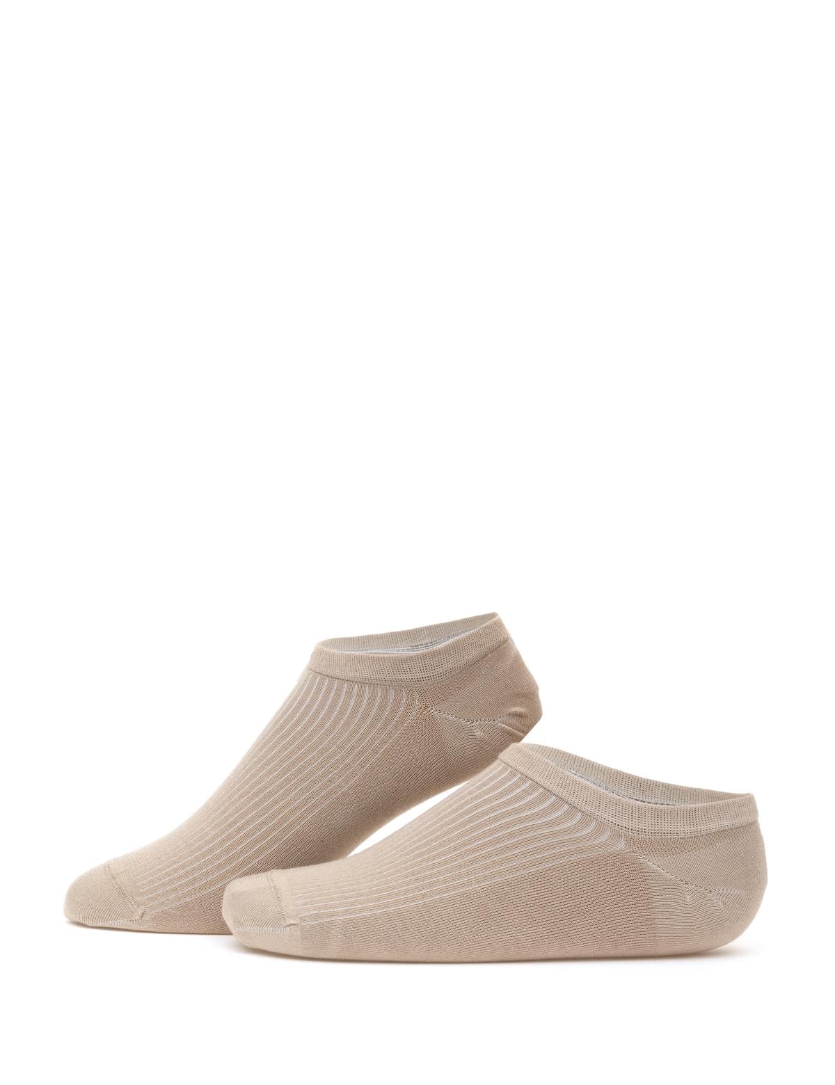 Erkek Bambu Karışımlı Bej Patik Basic Çorap