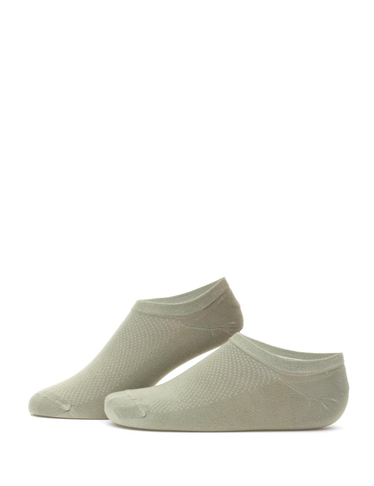 Erkek Bambu Karışımlı Yeşil Patik Desenli Çorap