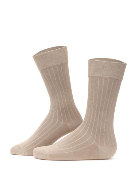 Erkek Bambu Karışımlı Bej Soket Desenli Çorap - 50308447010