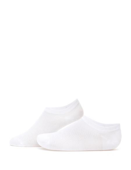 Erkek Bambu Karışımlı Beyaz Patik Desenli Çorap - 50308416017