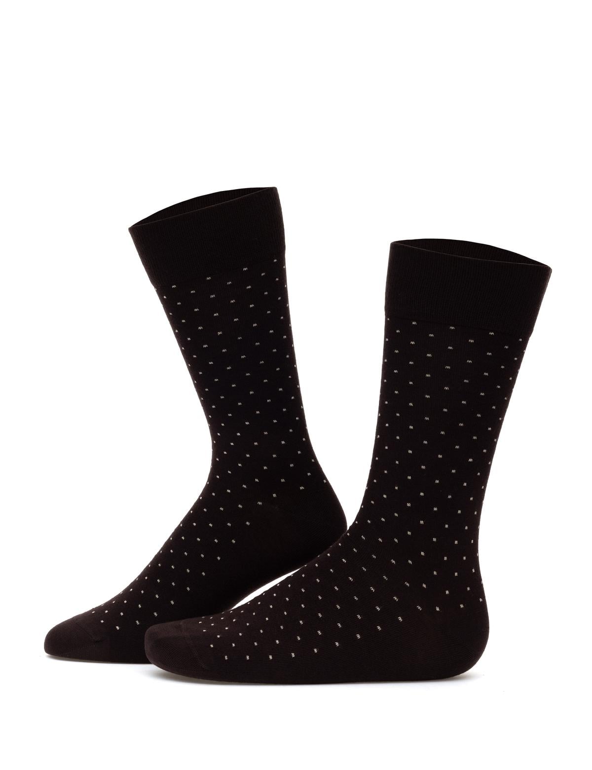 Erkek Bambu Karışımlı Kahverengi Soket Desenli Çorap