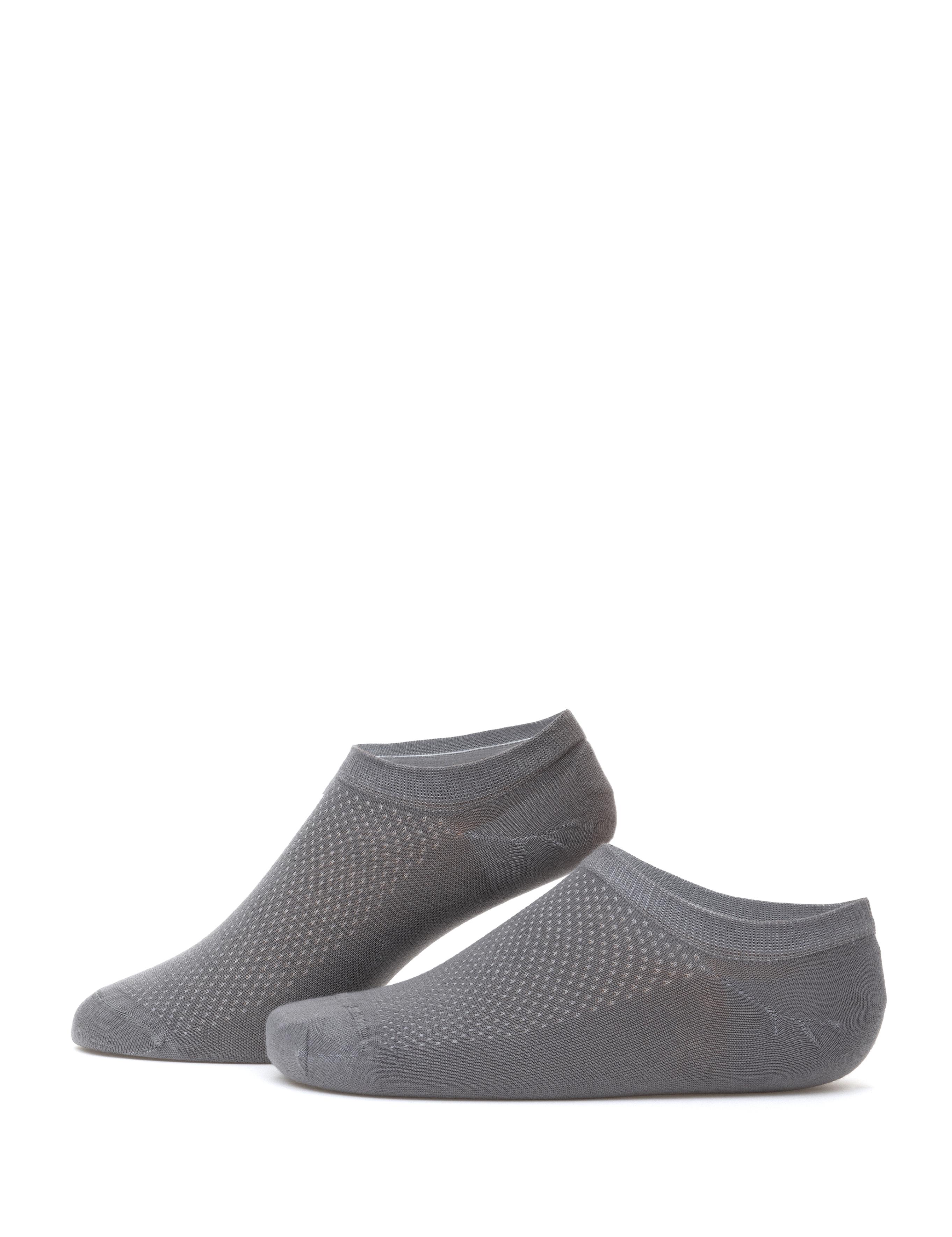 Erkek Bambu Karışımlı Gri Patik Desenli Çorap