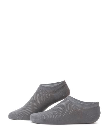 Erkek Bambu Karışımlı Gri Patik Desenli Çorap - 50308416009